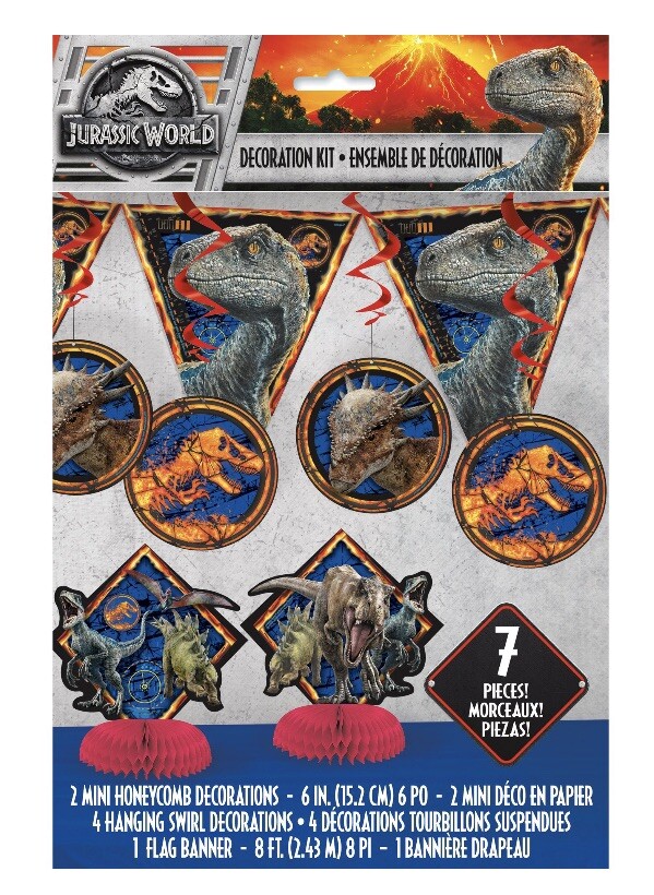 JURASSIC WORLD Birthday Party 7-Piece Decorating Kit Decorations FREE SHIPPING!