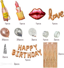 Rose Gold Birthday Decorations Set for Women,Happy Birthday Letter Balloon Banne