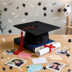 200 PCS Black Silver Graduation Table Confetti Glitter Cap Class Of 2026