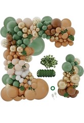 142PCS Sage Green Brown Balloon Arch Kit Olive Green Gold Coffee Cocoa Balloons