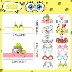24 Pcs SpongeBob Birthday Party Decoration Set Kids SpongeBob Photo Booth Props
