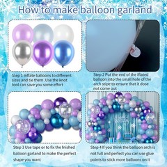 Snow Balloon Garland Arch Kit, Snowflake Pearl Blue Purple Metallic Purple Bl…