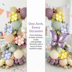 Wildflower Balloon Arch Kit with Pastel Floral Flower Butterfly Balloons