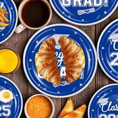320Pcs Graduation Table Decorations Party Supplies – Blue White Graduation Plate