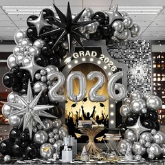 Black and Silver Balloon Arch Kit 2026 graduation Balloon Garland Numbers 202…