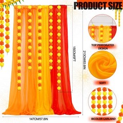 7x5ft Indian Pooja Backdrop Decoration, Diwali & Janmashtami Decor, 5 Marigold G