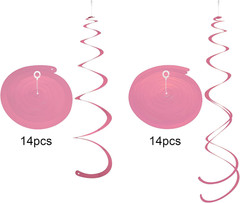 Pink Ceiling Swirl Foil Decorations Hanging Plastic Streamer Themed Swirl Party