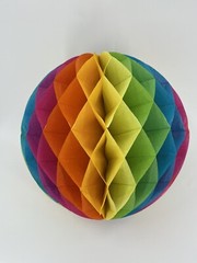 Vintage Multicolor Honeycomb Tissue Paper Ball Decor Lot of 3 14” Diameter
