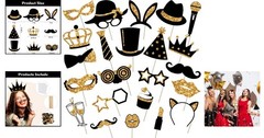 Golden Funny Photo Booth Decorations for Celebrations 24 Pieces