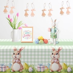 2 Pack Easter Plastic Tablecloth Disposable Party Table Cover Decor Indoor Out