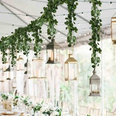 12 Pack 84 Feet Artificial Fake Hanging Vines Plant Faux Silk Green Green-12