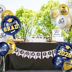 51Pcs Class of 2026 Graduation Foil Latex Balloons Congrats Grad Party Decor