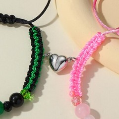 Elphaba Galinda Matching Bracelets -Braided Friendship Bracelet- Rhinestone C…