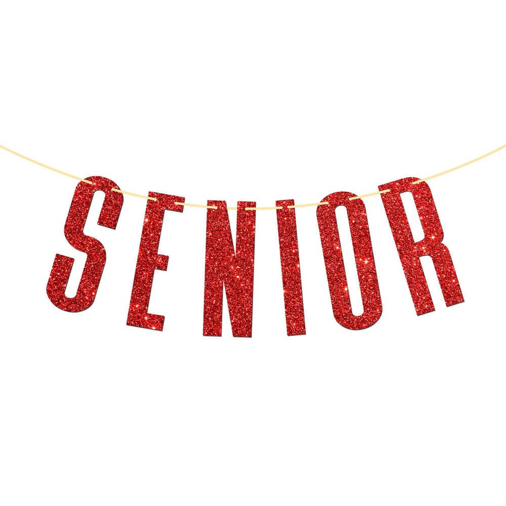 Red Glitter Senior Banner/Congrats Grad/High 3 inches by 0.1 inches,