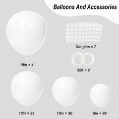 135pcs White Balloons Different Sizes 18 12 10 5 Inch for Garland Arch, Latex…