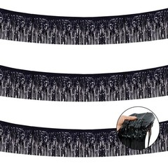 BEISHIDA 3 Packs Metallic Foil Fringe Garland Black Wall 30 Feet,