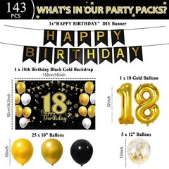 143 Pcs 18th Birthday Party Supplies Set for 24 Guests 18th Birthday Plates B…