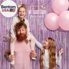Pink Tinsel Curtain Party Backdrop – Foil Fringe Curtain Lilac Pink Party Strea