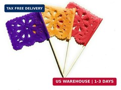 Set of 24 Pcs Multi-Colored Mini Mexican Paper Papel Picado Tissue Banner Flags