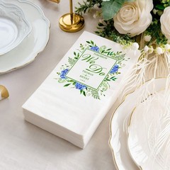 Personalized Wedding Napkins Hydrangea Floral Reception Decor SATTNA0713