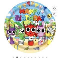 Happy Birthday Banner Sprunki, plates, cups