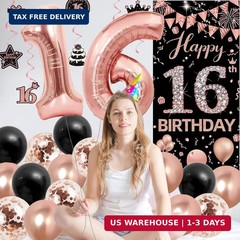16th Birthday Decorations for Girls, Sweet 16 Party Decorations, Happy 16th Birt