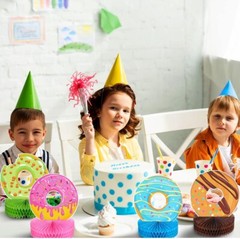 9 Pcs Donut Grow Up Honeycomb Centerpieces for Donut Birthday Party Decoratio…