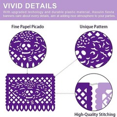 Vibrant 6PCS Papel Picado Party Banners for Dia de Los Muertos and Cinco de Mayo