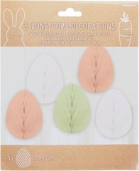 Pastel Easter Honeycomb Egg Decorations Hanging Spring Decor Pack of 5