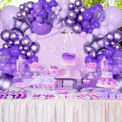 Purple Balloons Arch Garland Kit, Different Sizes Dark Light Purple Latex Metall