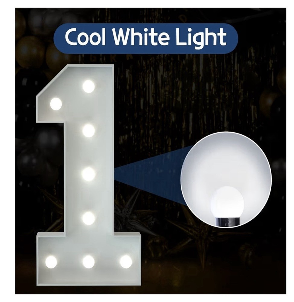 3FT LED Marquee Number 1 Light Up Party Decoration Birthday NEW White