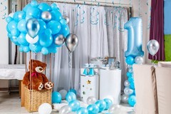 Blue Hanging Swirl Decorations Ceiling Plastic Party Streamers 26 In 30 PCS