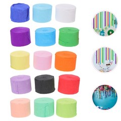12 Pcs Crepe Paper Streamers Rolls Paper Colored Ribbon Birthday Party Decor