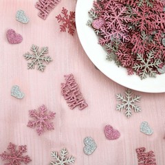 Blopee Pink Silver Snowflake Happy Birthday Confetti for Table – 200PC Glitte…