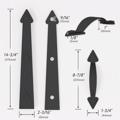 Magnetic Garage Door Hardware Kit 8 Hinges 4 Handles Black 2-Car Decorative
