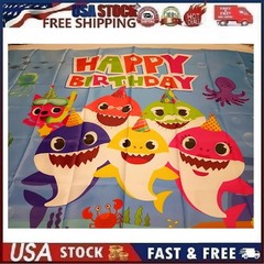 Cute Shark Baby Backdrop Photo Background Banner 4x6ft for Boys/Girls Birthday