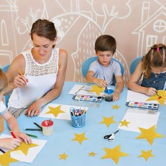 120 PCS Gold Star Cutouts 4 Sizes Glitter Paper Bulletin Board Wall Decor