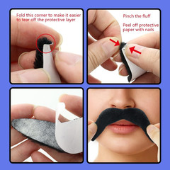 24 Pcs Self Adhesive Fake Black Mustache Novelty Black Plush Mustaches Hairy Fak