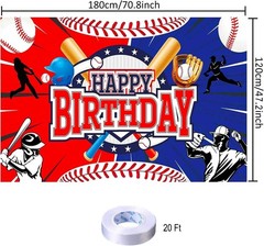 Lightweight Baseball Birthday Decoration Backdrop 70.8 x 47.2 – Foldable Design