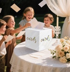 SietDESEO 9 Inch Black Graduation Card Box, White Gold Foil Gift Box