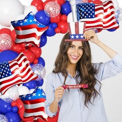 Red White Blue Star Foil Balloons American Flag 4th of July Party Decor Set
