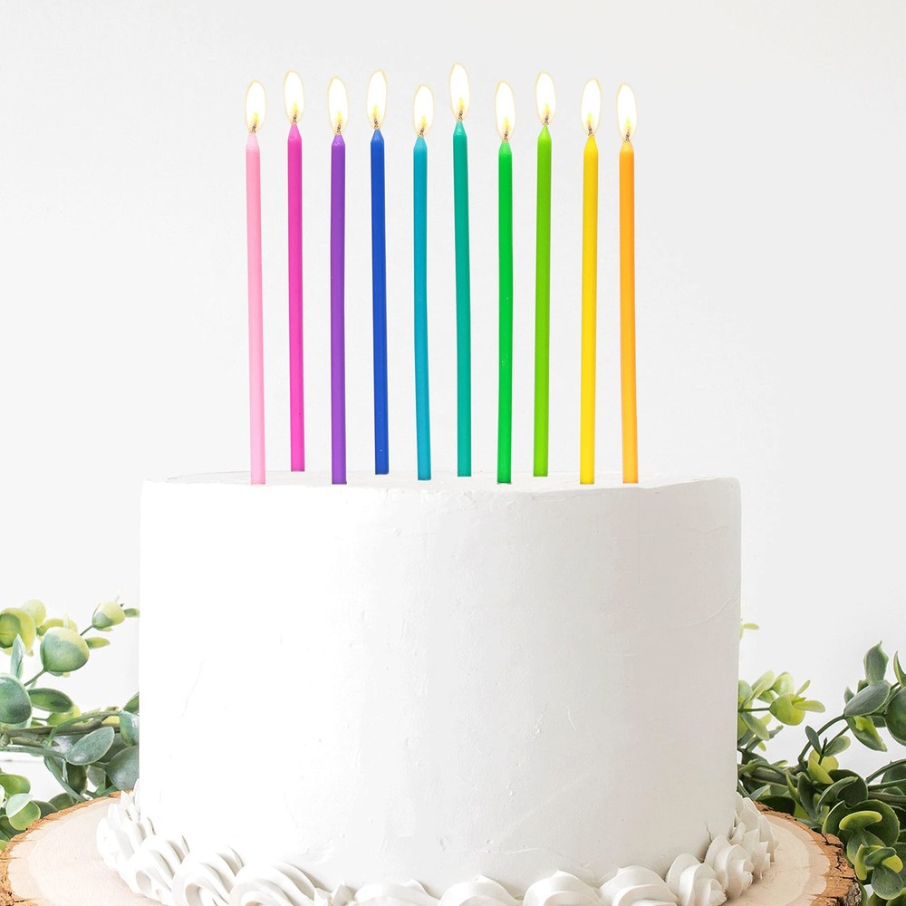 Apluselection 40-Count Rainbow Birthday Candles, Tall Thin 5.5, Multicolor