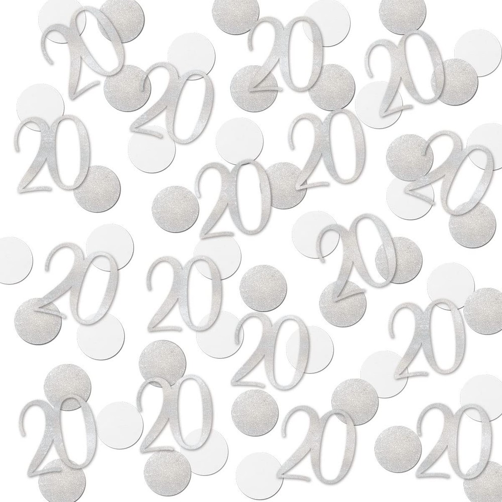 Silver Glitter 20 Confetti 20th Birthday Number Confetti 200pcs Anniversary P…