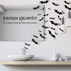 60PCS Halloween Bats Decoration, 4 Different Sizes Realistic PVC Black 3D Sca…