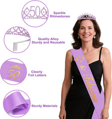 50Th Birthday Decorations, 52Pcs Purple 50Th Birthday Decorations for Women, 50