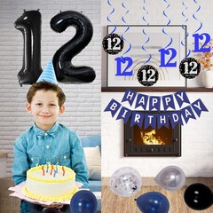 12th Birthday Decorations for Boys and Girls Dark Blue, 12 Year Old Party Sup…
