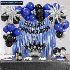 Birthday Decorations for Men with Black Metallic Silver Navy Blue Blue,