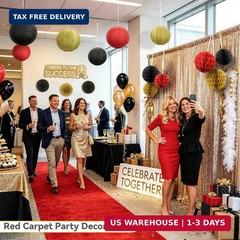14 Pack Red Black and Gold Party Decorations Kit, Hanging Paper Lanterns & Fans