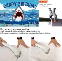 Shark Kids Adult Birthday Decorations Backdrop Photo Background Banner 8×6 ft