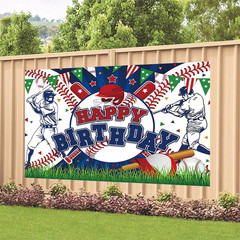 Baseball Birthday Party Backdrop Baseball Themed Happy Birthday Banner Photograp